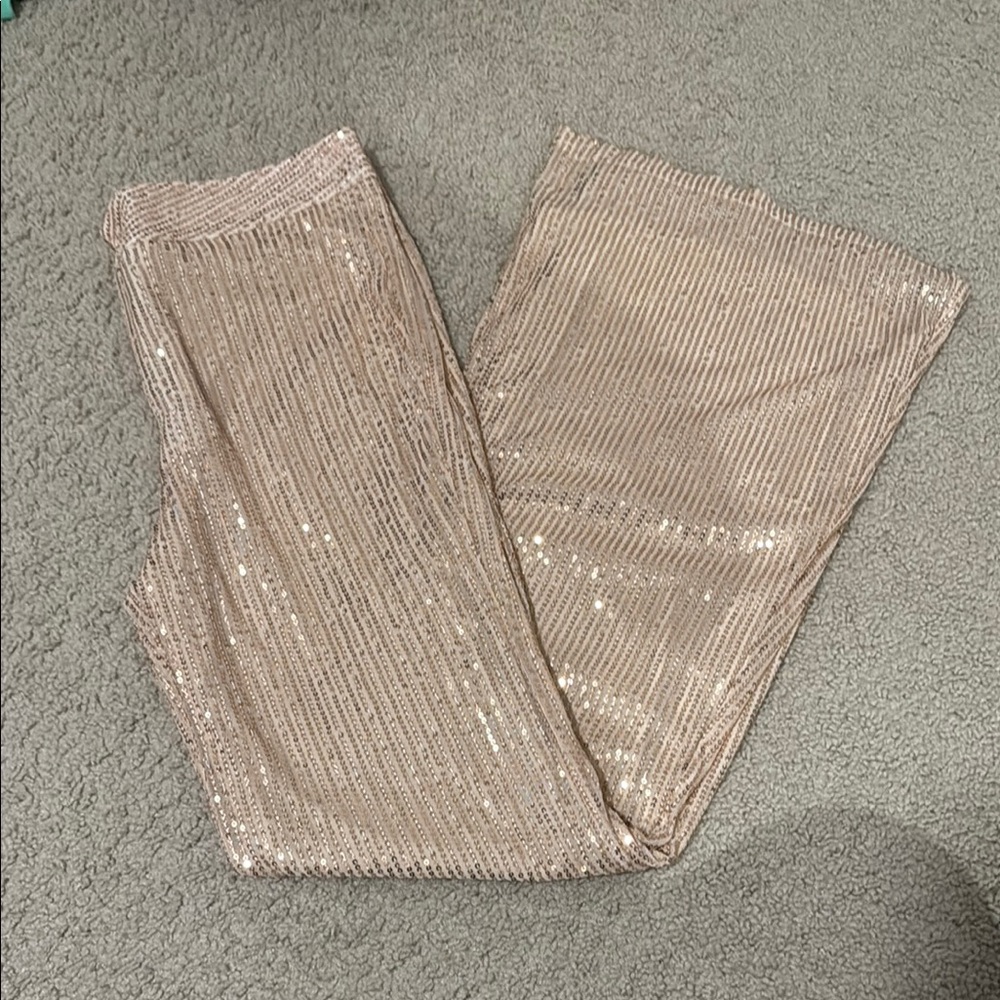 Pink Lily Gold Sequin Flare Pants - Picture 4 of 4